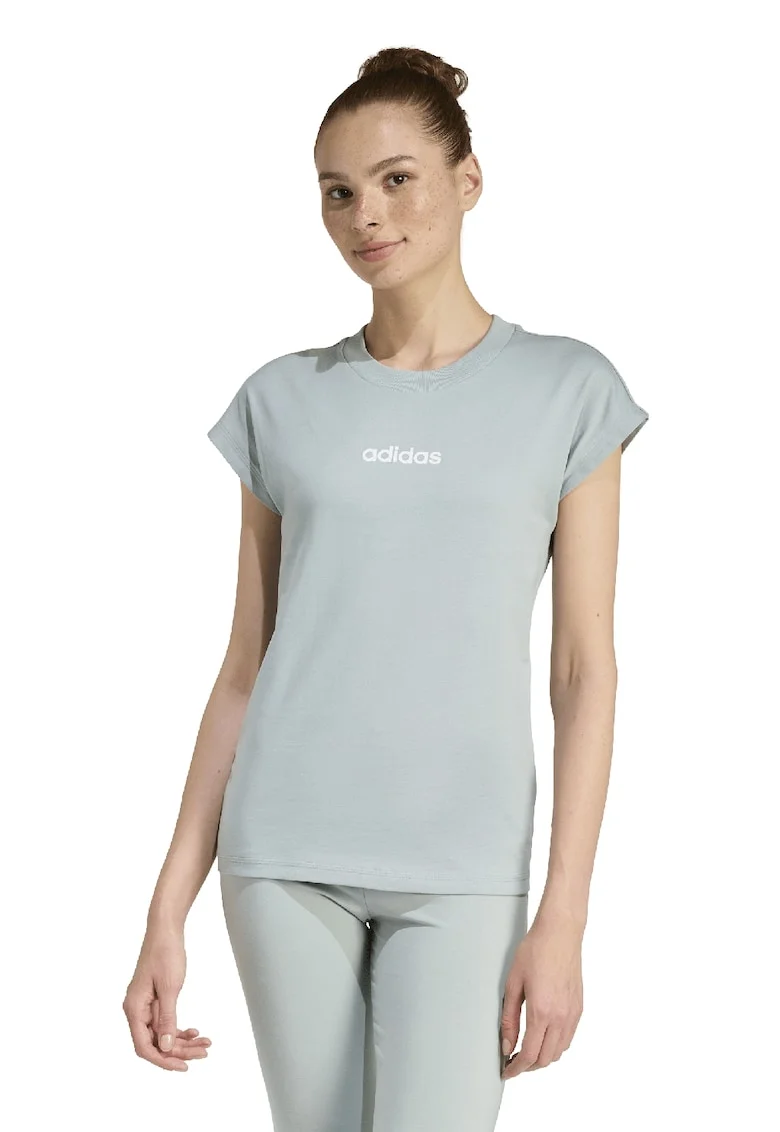 Tricou de bumbac cu decolteu rotund Essentials, Alb/Gri deschis