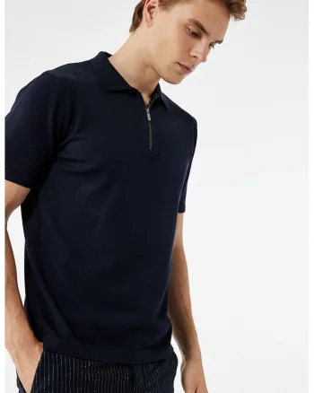 Tricou polo cu fermoar scurt