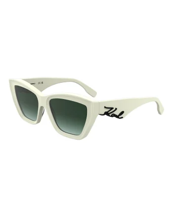 Ochelari de soare cat-eye cu logo, Alb murdar