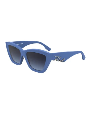 Ochelari de soare cat-eye cu logo, Albastru pastel/Argintiu