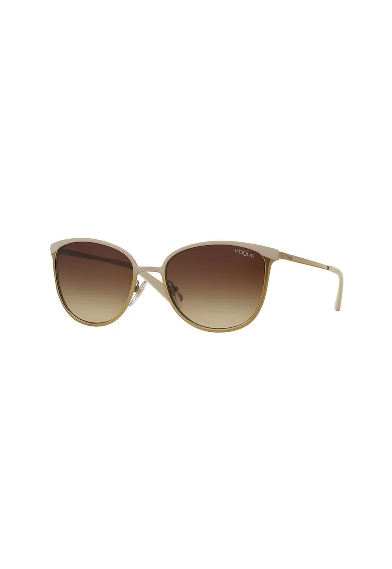 Ochelari de soare cat-eye, 49854, Auriu/Maro nisip