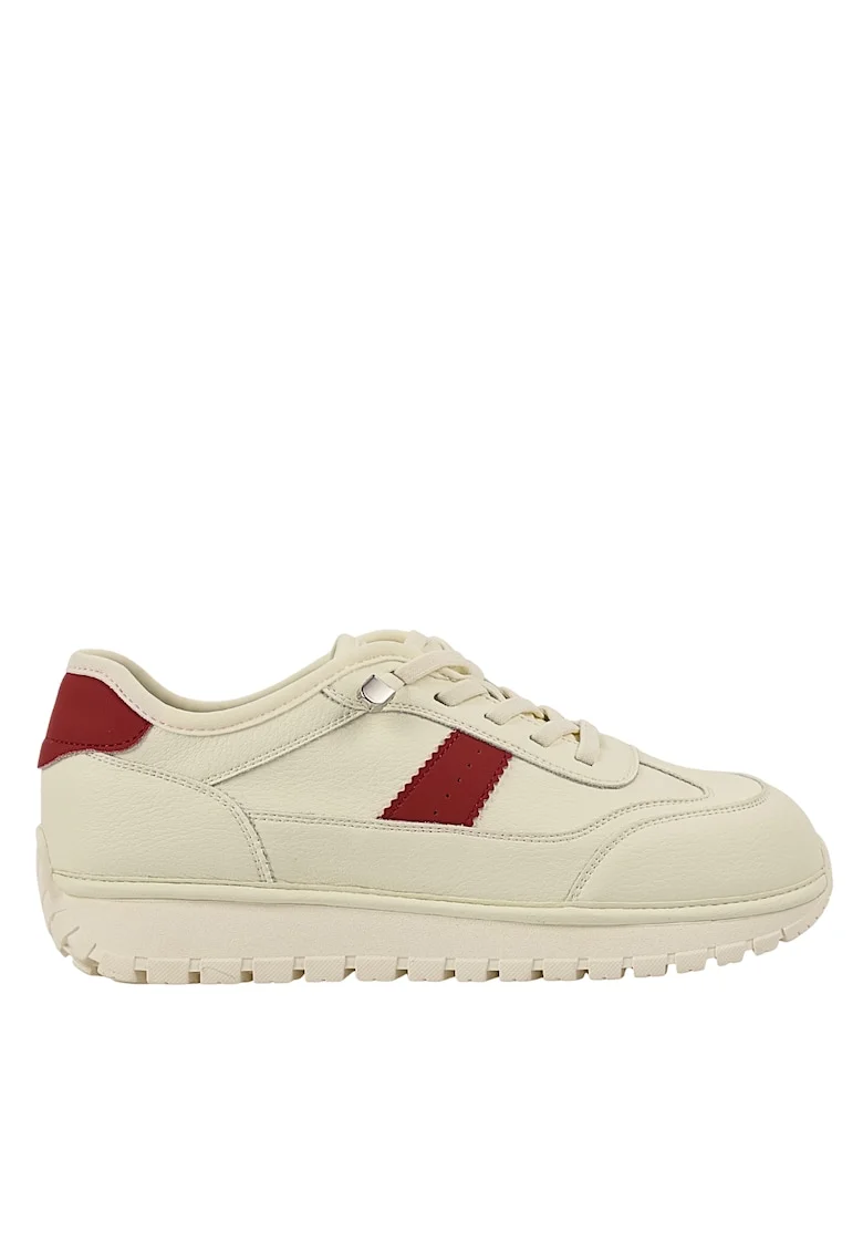 Pantofi sport, dama,  KM5503 alb-rosu, piele naturala Piele naturala, Alb