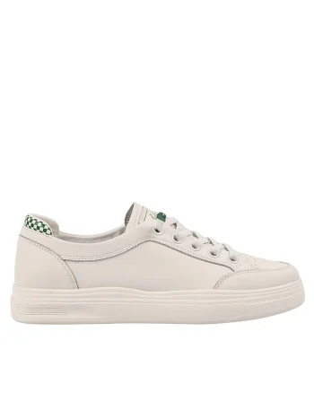 Pantofi sport, dama,  229980 alb-verde, piele naturala Piele naturala, Alb