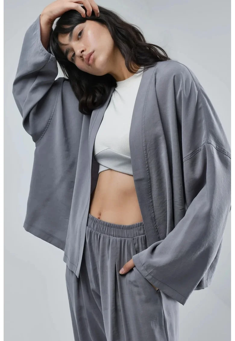 Kimono  maneca lunga, gri inchisdwqf, Gri inchis
