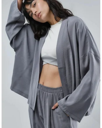 Kimono  maneca lunga, gri inchisdwqf, Gri inchis