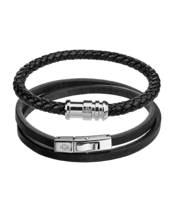 Set de bratari pielefewqg, Alb/Negru