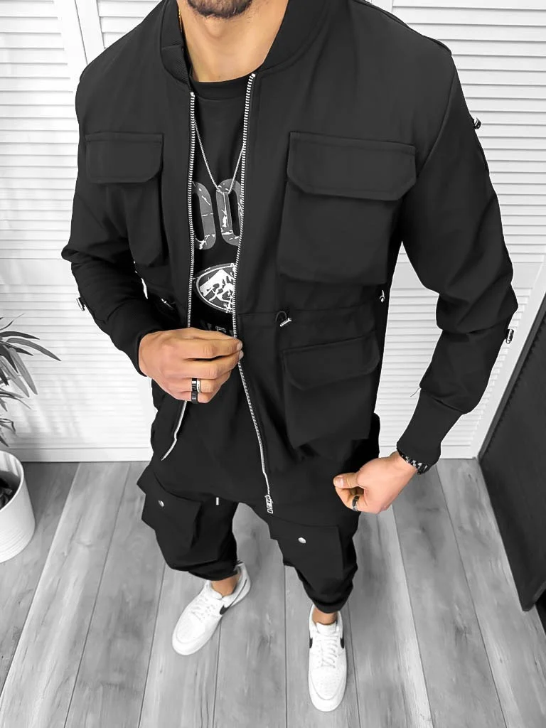 Jacheta barbati slim fit negru K018 N8-4.2
