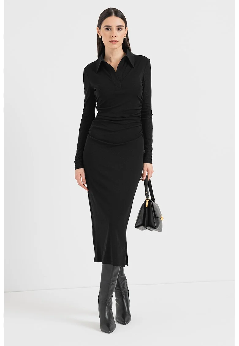 Rochie midi cu volane Muriel, Negru