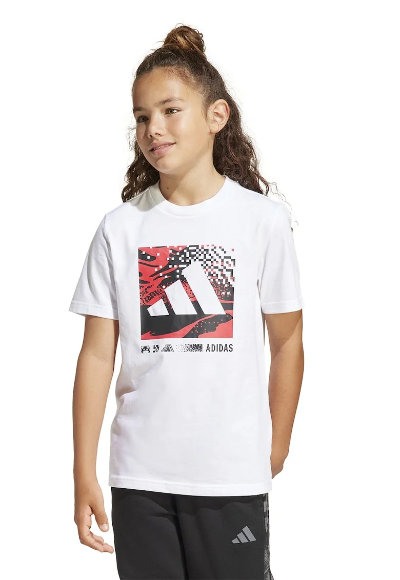 Tricou cu decolteu la baza gatului si imprimeu