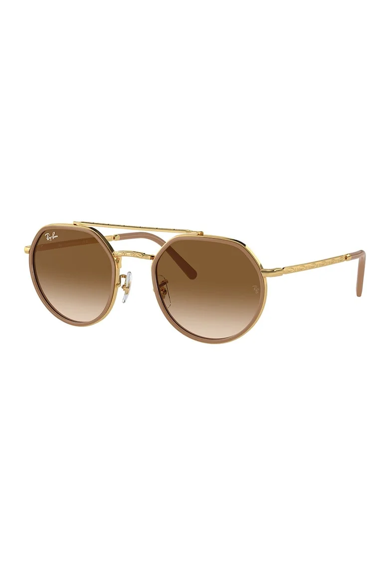 Ochelari de soare rotunzi unisex, Auriu/Maro