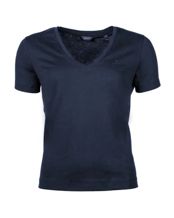 Tricou de bumbac cu decolteu in V Original, Bleumarin