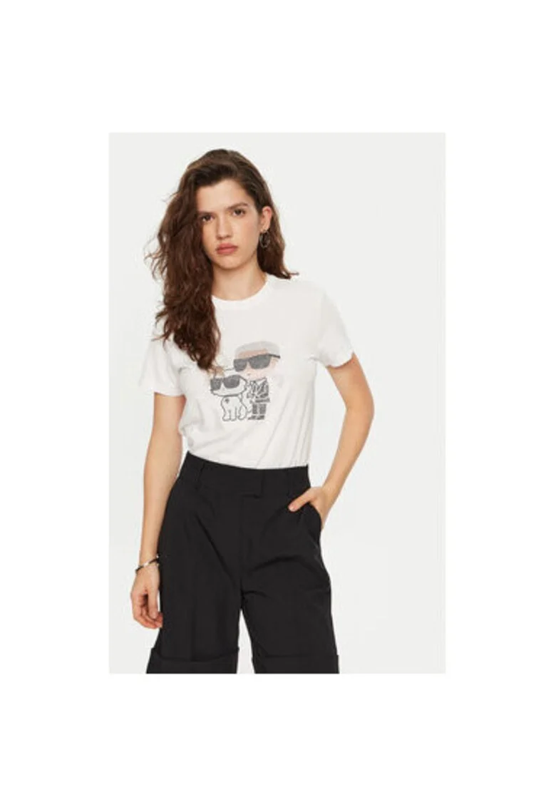 Tricou dama,  304579653, Bumbac organic, Alb, Alb