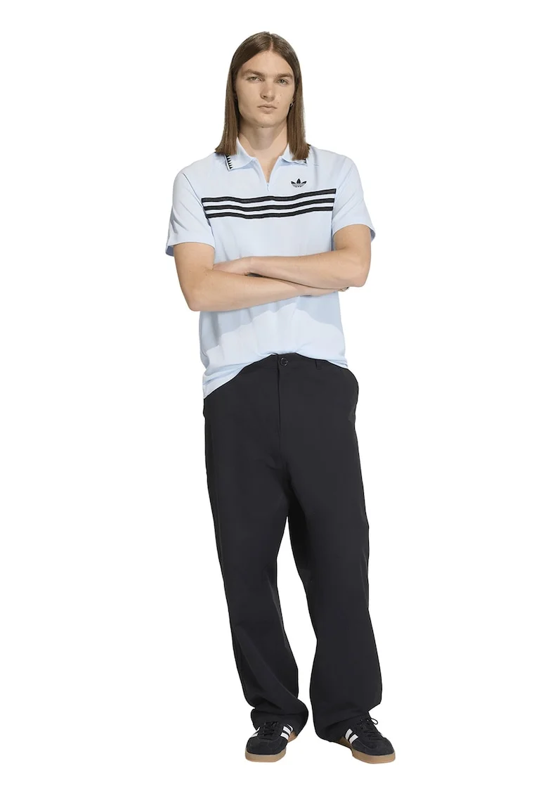 Tricou polo cu detalii brodate, Negru/Albastru glaciar