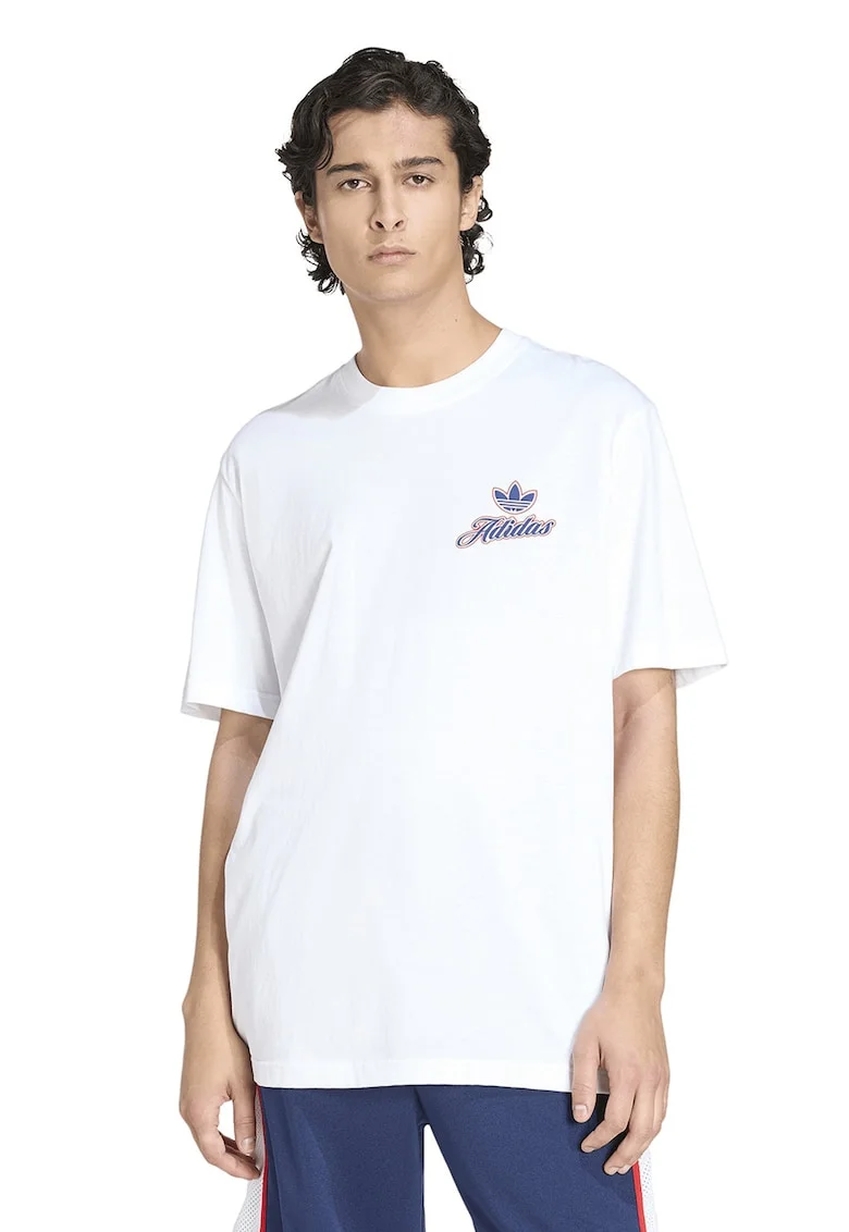 Tricou lejer cu logo in relief GFX, Rosu/Alb/Albastru inchis