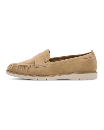 Pantofi loafer din piele si model uni, Maro camel