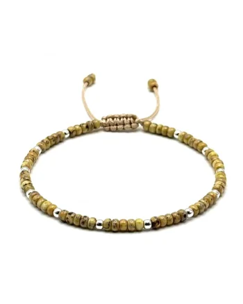 Bratara cu bile din Argint 925 si margele snur reglabil, barbatdwqf, Maro