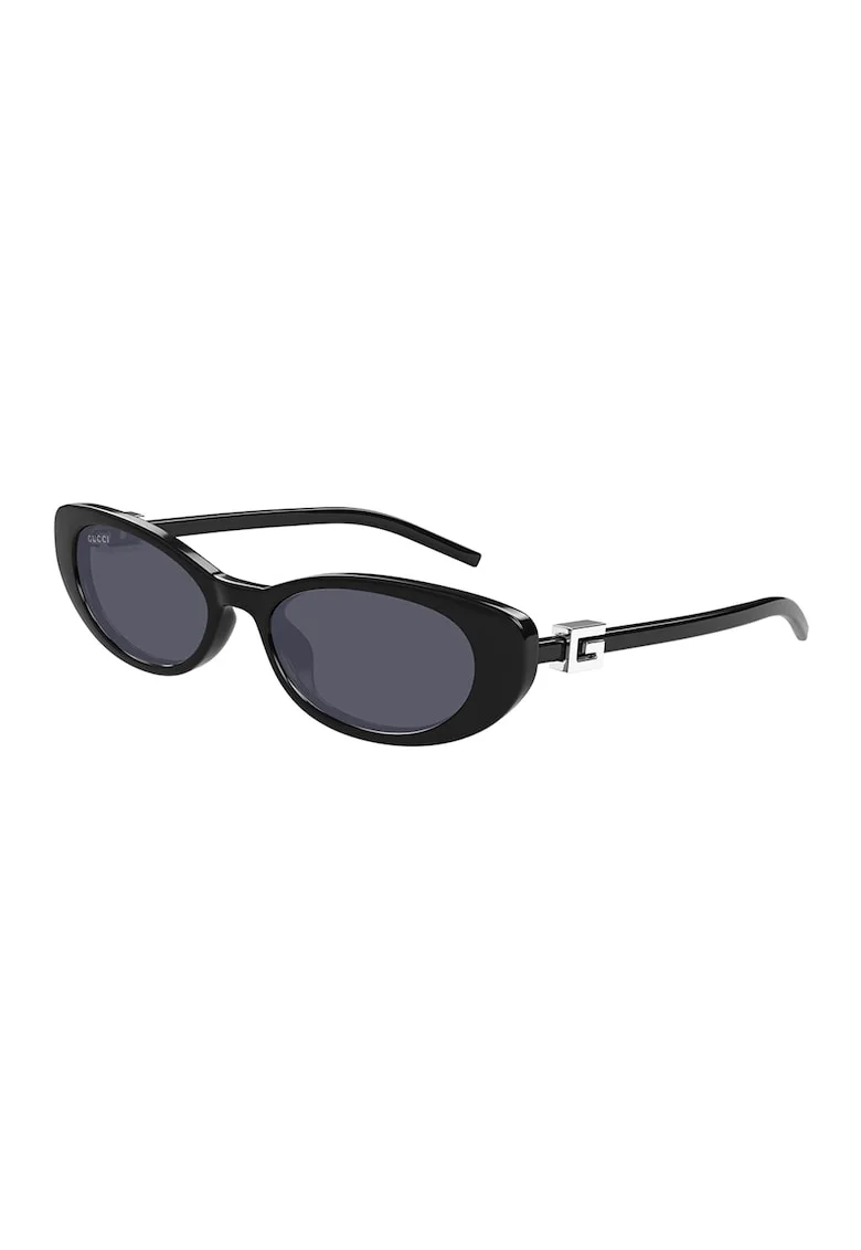 Ochelari de soare cat-eye cu lentila cu uniforma, Negru, Argintiu, Negru