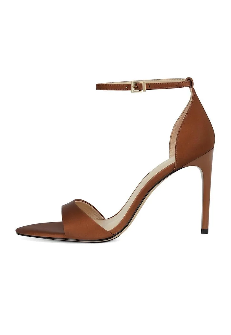 Sandale din piele cu toc stiletto, Maro scortisoara
