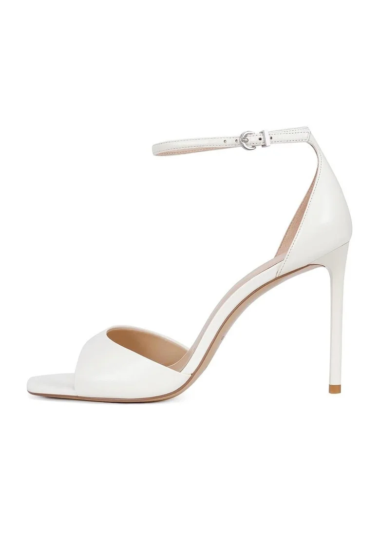 Sandale din piele cu toc stiletto, Alb