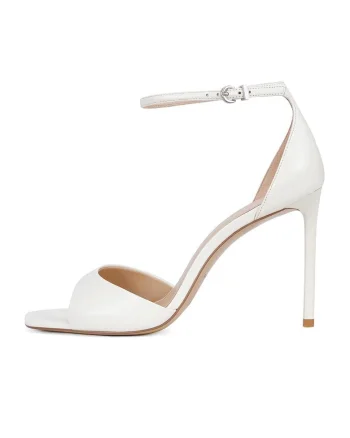 Sandale din piele cu toc stiletto, Alb