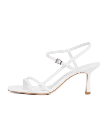 Sandale din piele cu barete multiple, Alb