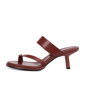 Pantofi din piele cu toc, Maro cognac