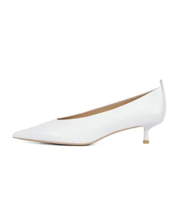 Pantofi din piele cu toc kitten, Alb