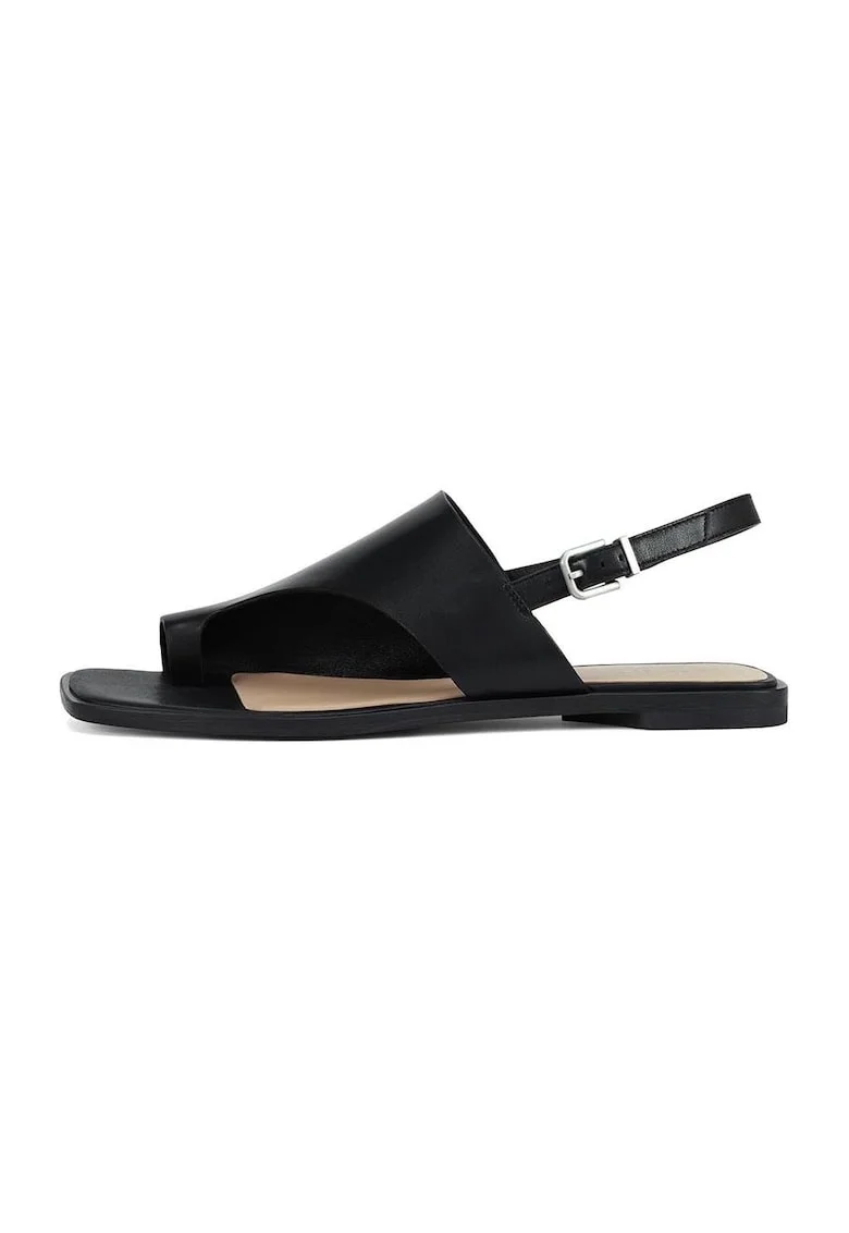 Sandale din piele cu bareta pe deget, Negru