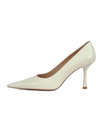 Pantofi de piele cu varf ascutit, Crem