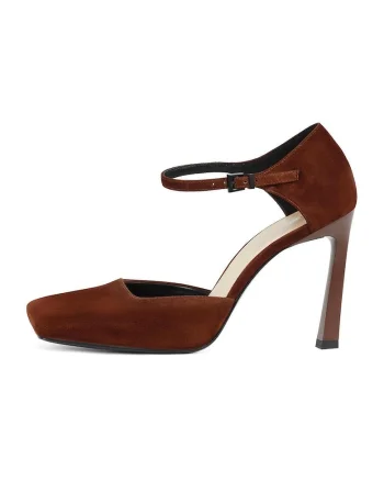 Pantofi Mary Jane cu toc patrat, Maro