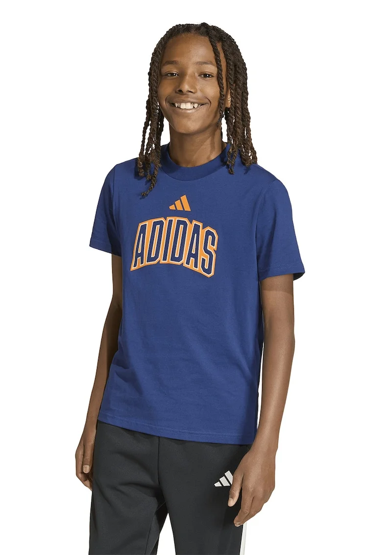 Tricou de bumbac cu logo Gfx, Albastru inchis