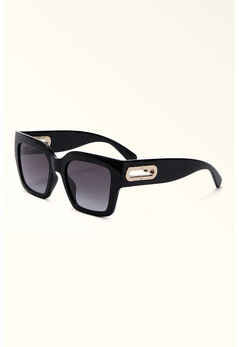 Ochelari de soare dreptunghiulari cu lentile degrade, Auriu/Negru