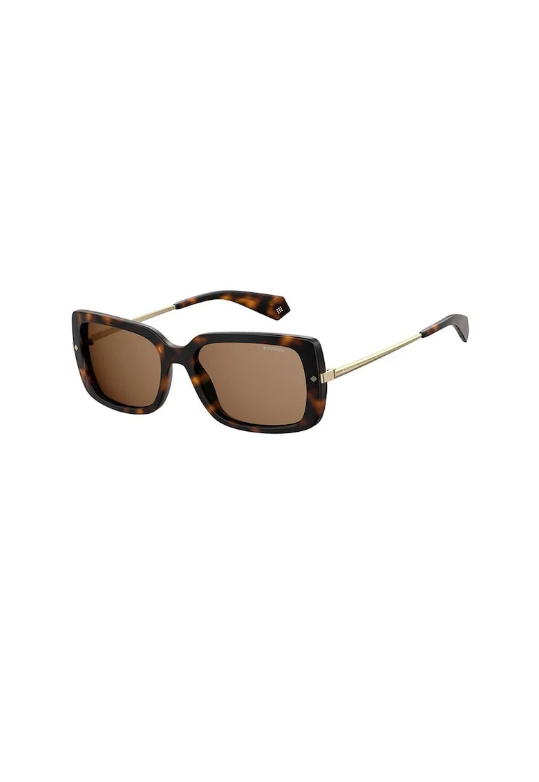 Ochelari de soare patrati cu lentile polarizate - 45975, Auriu/Maro inchis