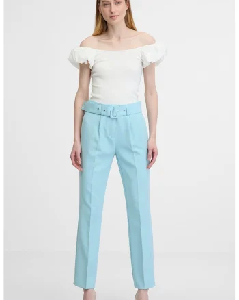 Pantaloni conici cu talie inalta, Albastru deschis