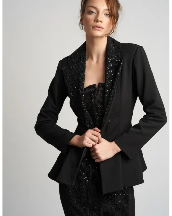 Sacou cambrat cu peplum si cordon