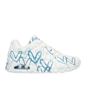 Pantofi sport cu talpa wedge Uno Spread The Love, Alb/Albastru