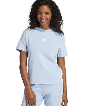 Tricou din bumbac cu decolteu la baza gatului, Albastru deschis