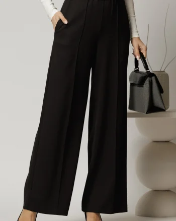 Pantaloni DY Fashion negri cu croi lejer si elastic pe talie
