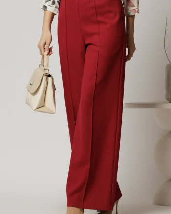 Pantaloni DY Fashion bordo cu croi lejer si elastic pe talie
