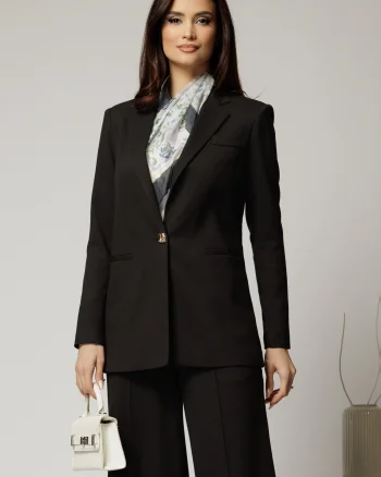 Sacou DY Fashion negru oversize cu detalii la spate