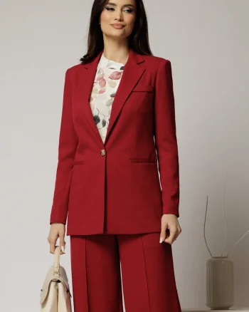 Sacou DY Fashion bordo oversize cu detalii la spate