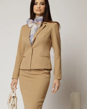 Compleu DY Fashion bej clasic din sacou si fusta office