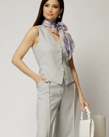 Vesta DY Fashion gri casual office cu croi cambrat