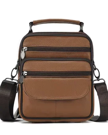 Geanta de umar pentru barbati, Oriol GT3263, piele naturala, Maro