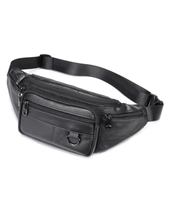 Borseta pentru barbati, Iseron GT3800, piele naturala, model negru