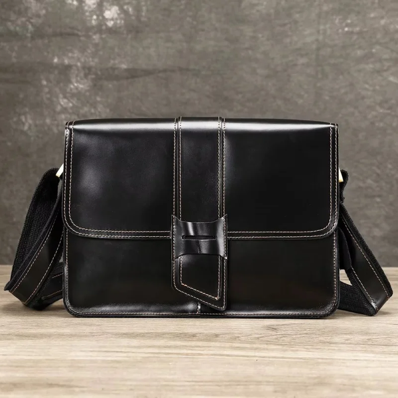 Servieta pentru barbati, Aderin GT3805, piele naturala, Negru
