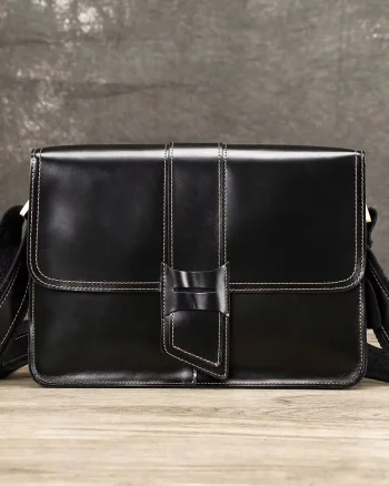 Servieta pentru barbati, Aderin GT3805, piele naturala, Negru