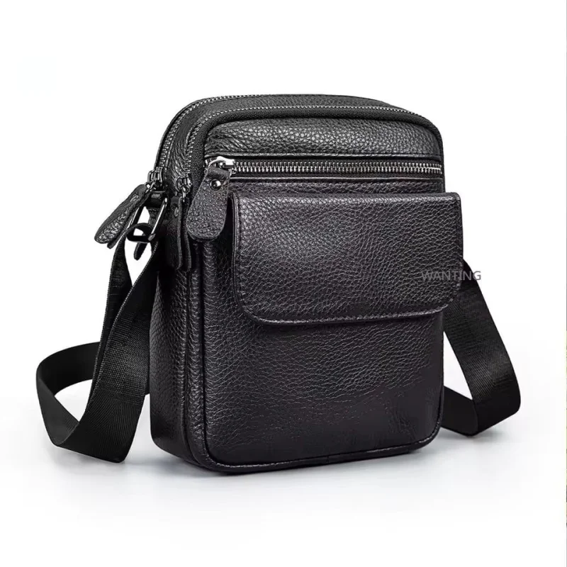 Geanta de umar pentru barbati, Zoryn GT3811, piele naturala, Negru