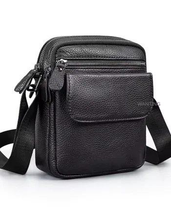 Geanta de umar pentru barbati, Zoryn GT3811, piele naturala, Negru