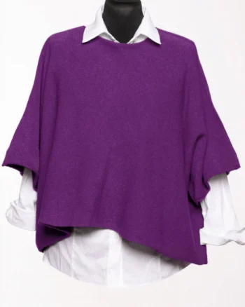 Pulover versatil cu maneca fluture din vascoza, mov inchis